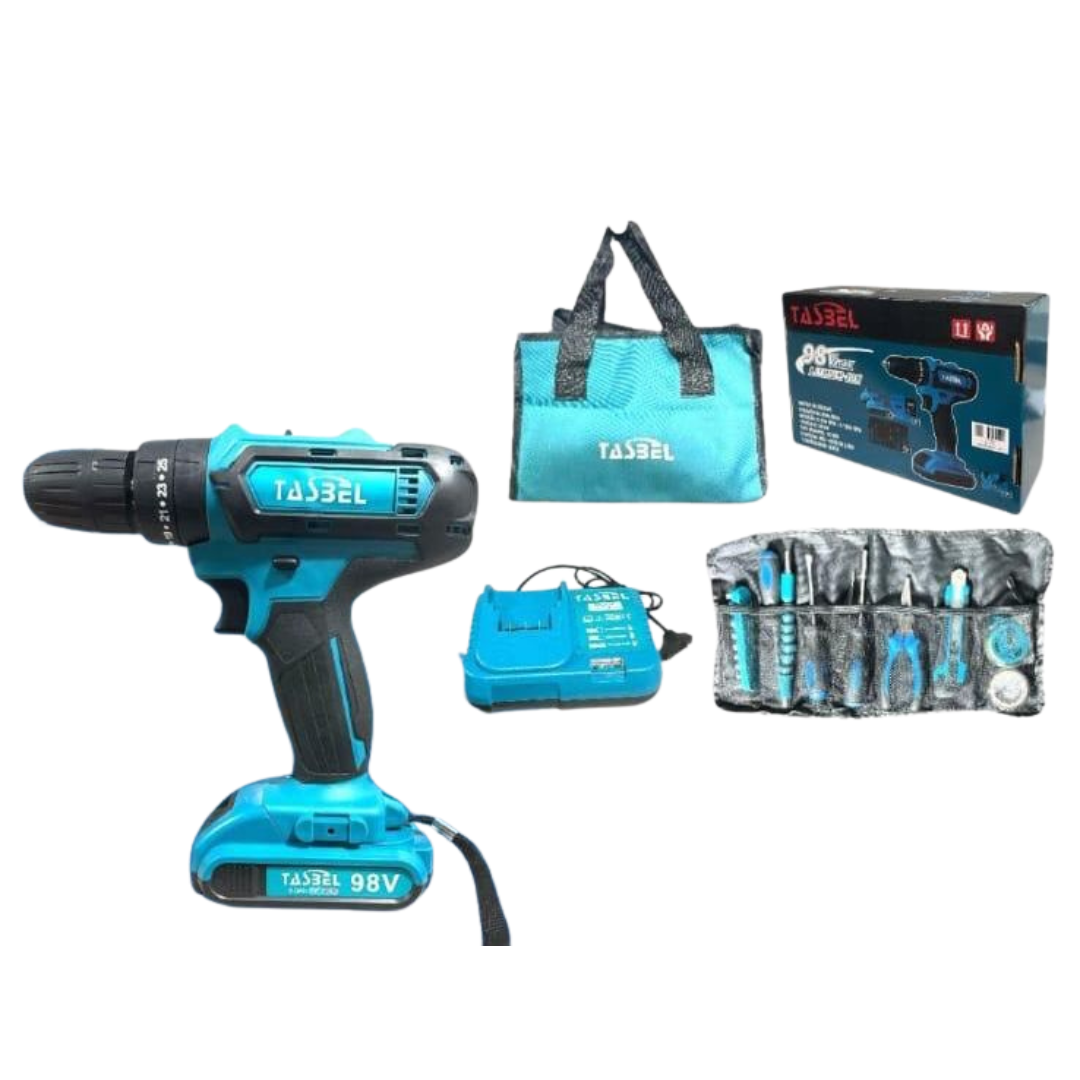 Taladro inalámbrico con 2 Baterías + Herramientas